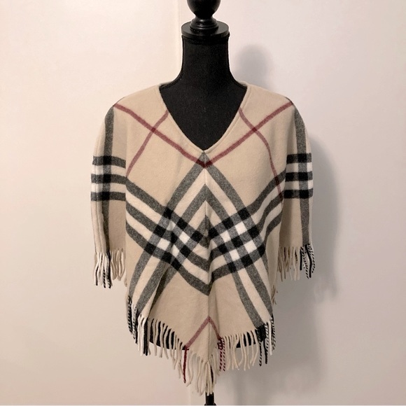 Burberry London Signature Nova Check  Poncho/Cape 100% Lambswool One Size - Picture 1 of 8